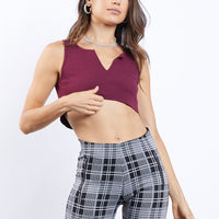 Short And Sweet Cropped Tank Tops Burgundy Small -2020AVE