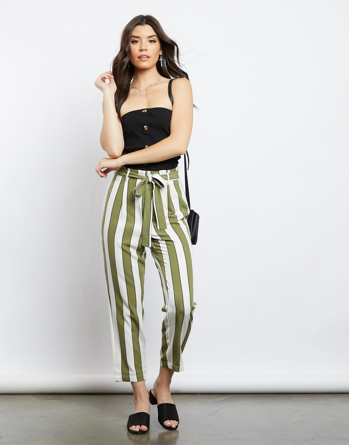 paper bag pants striped