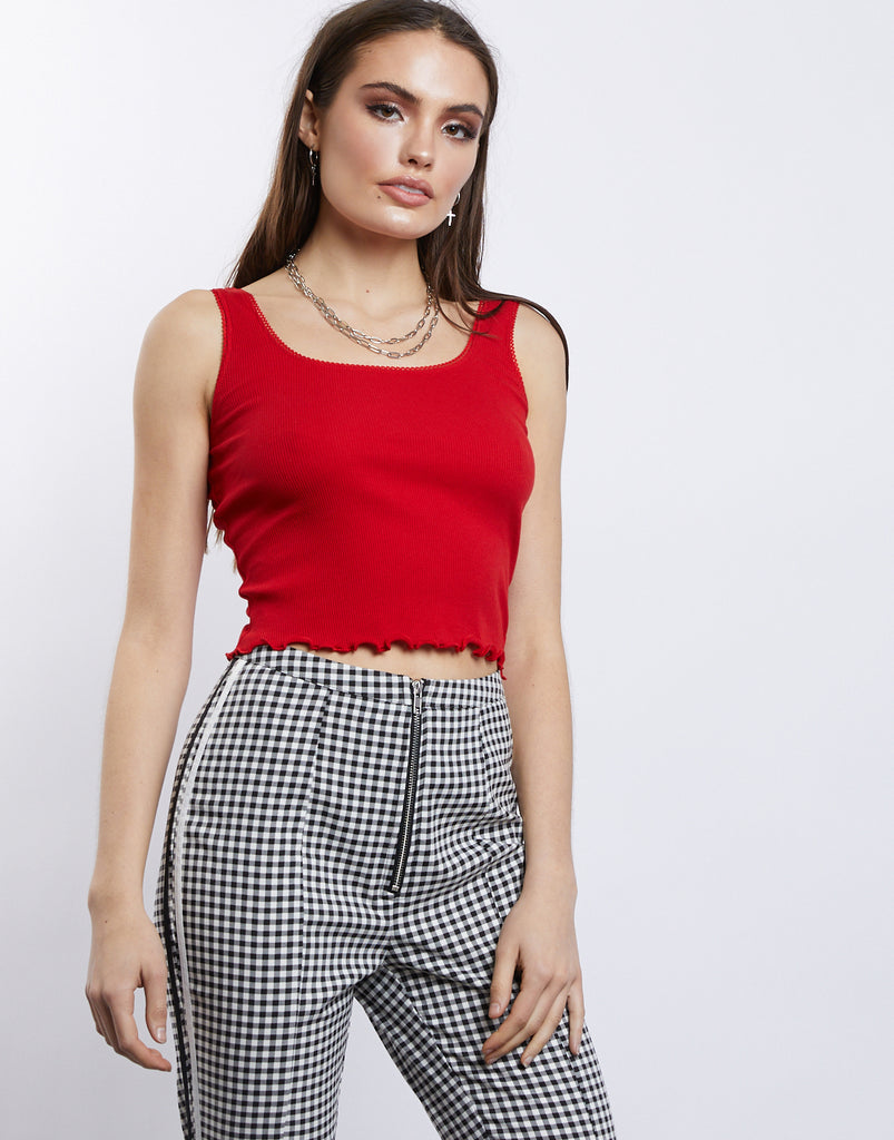 Jessica Scoop Neck Cropped Tank - Cropped Cami - Lettuce Edge Crop Top ...