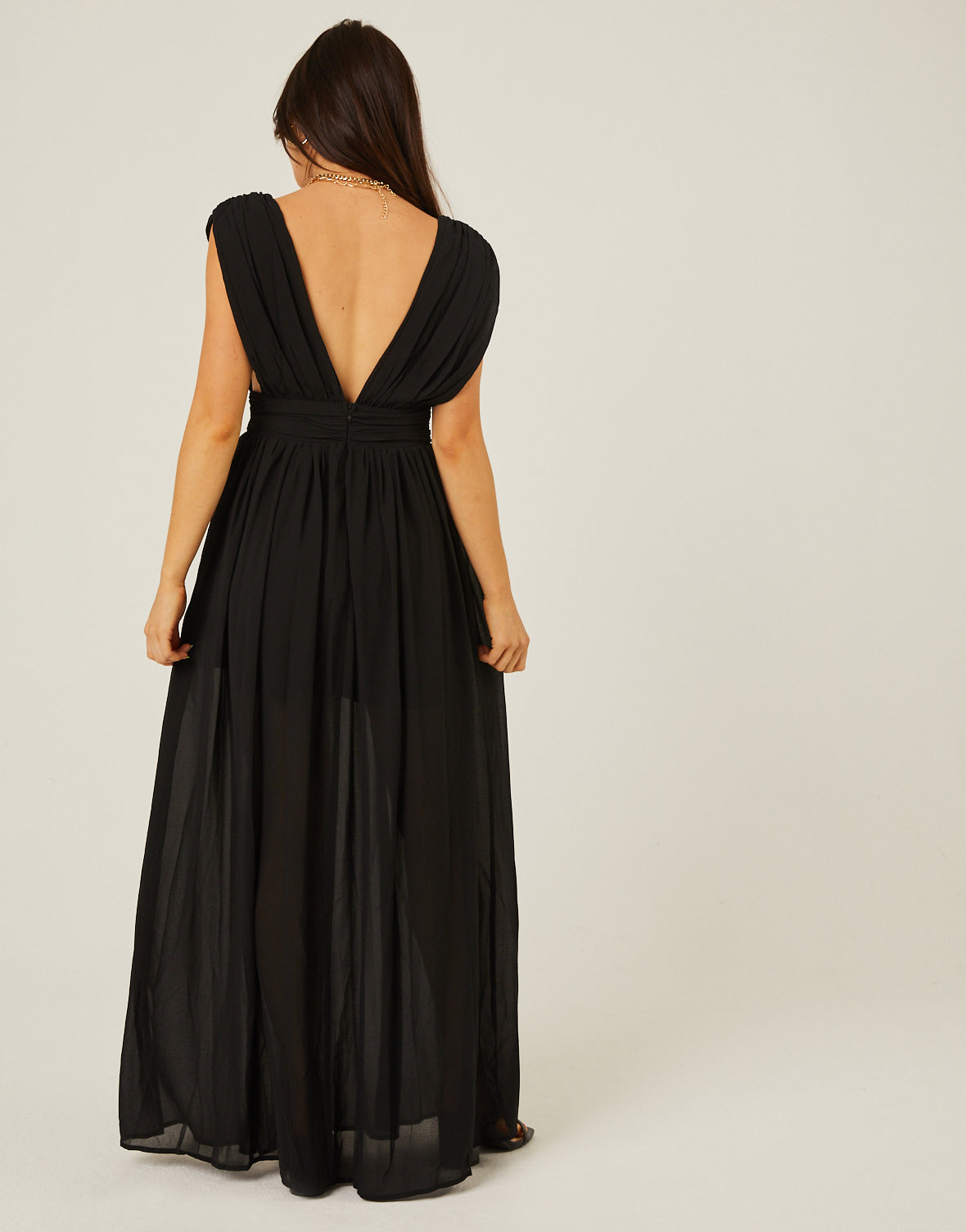 Thick Strap Chiffon Maxi Dress