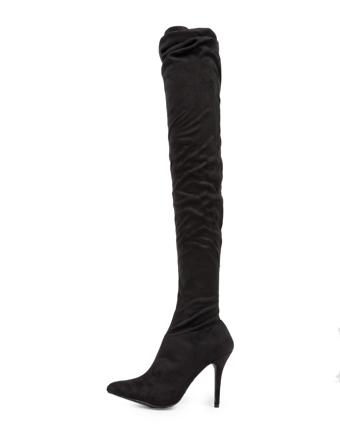 thigh high suede heel boots