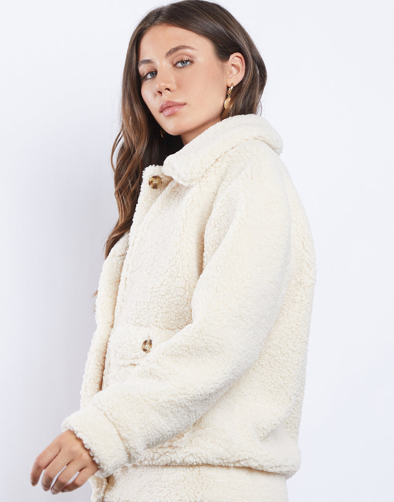 Warm Fuzzies Sherpa Coat - Trendy Women's Outerwear - Junior Jackets ...