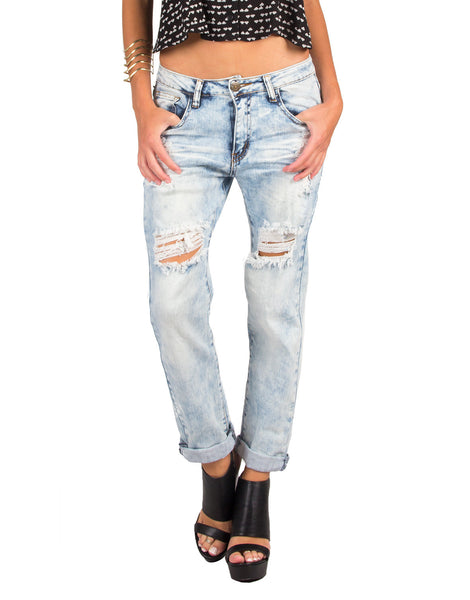 Acid Wash Distressed Boyfriend Jeans – 2020AVE