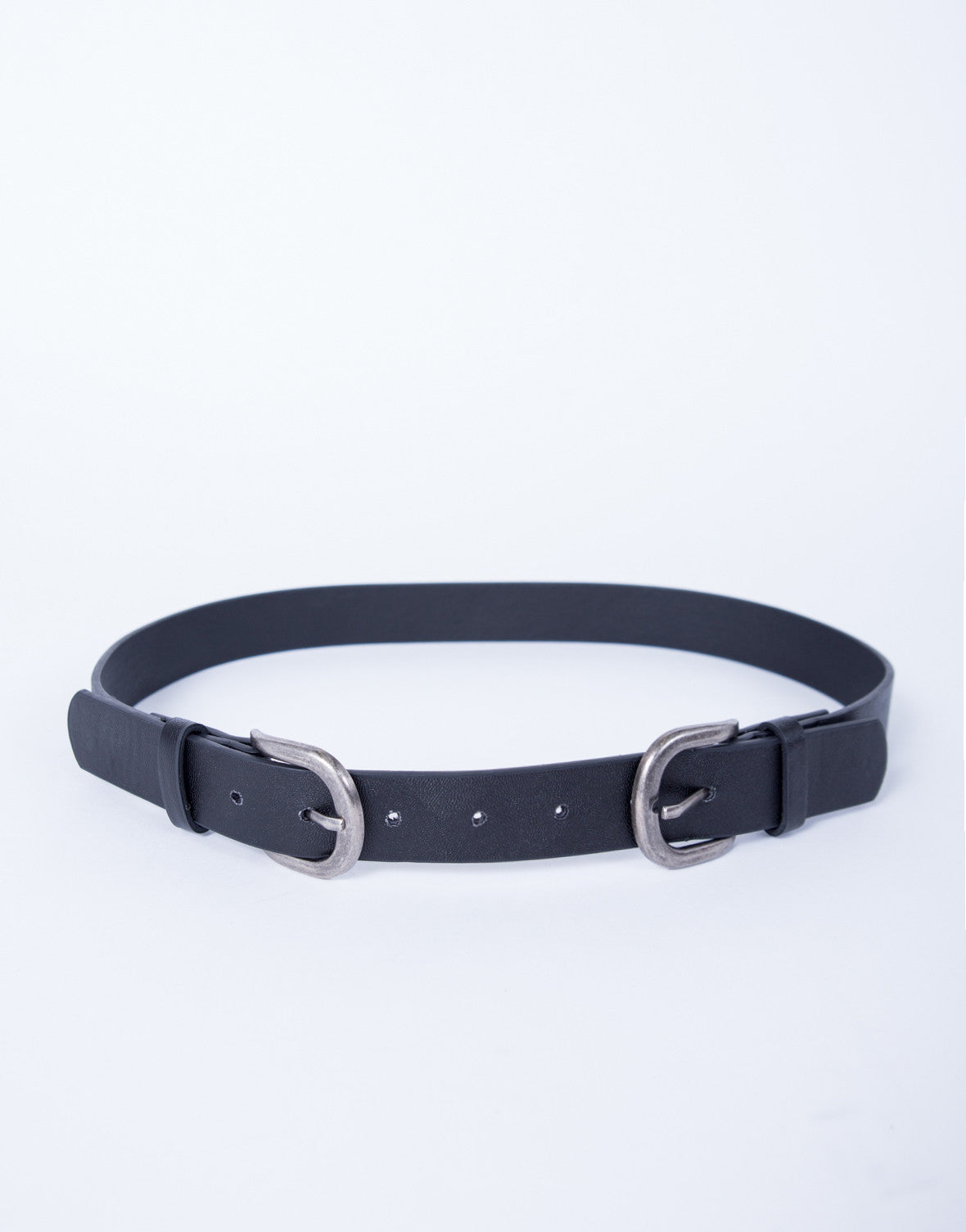 All Buckled in Belt - Black Leather Belt - Double Buckled Thin Belt ...