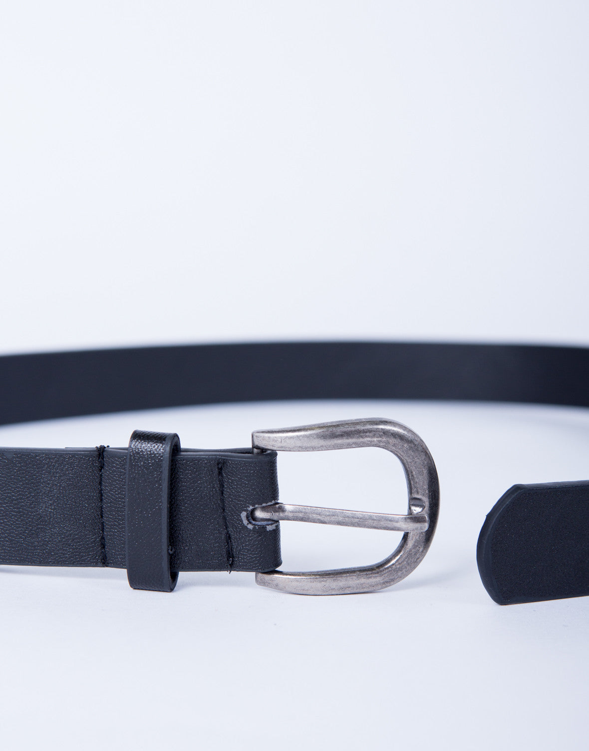 All Buckled in Belt - Black Leather Belt - Double Buckled Thin Belt ...