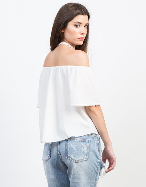 All Dolled Up Flowy Top - Off the Shoulder Top - Flowy Chiffon Top ...