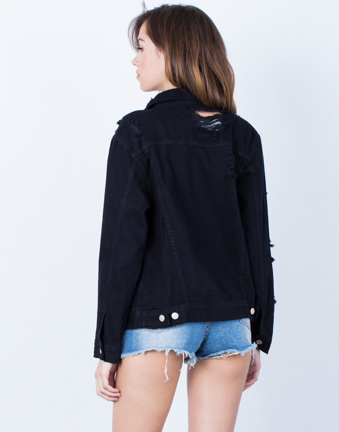 Download All Torn Up Denim Jacket - Destroyed Black Denim Jacket ...