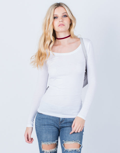 All You Need Basic Top - Scoop Neck Tee - Long Sleeve Basic Top – 2020AVE