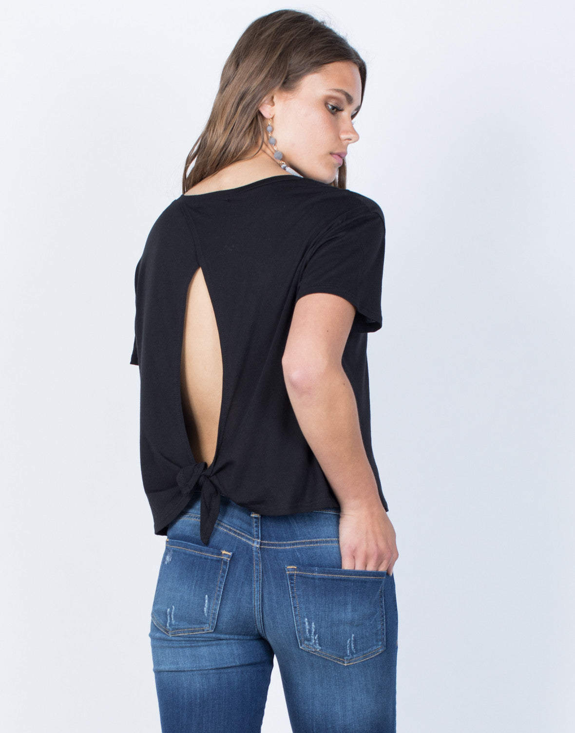 Download Amanda Open Back Tee - Short Sleeve Tee - Open Back T ...