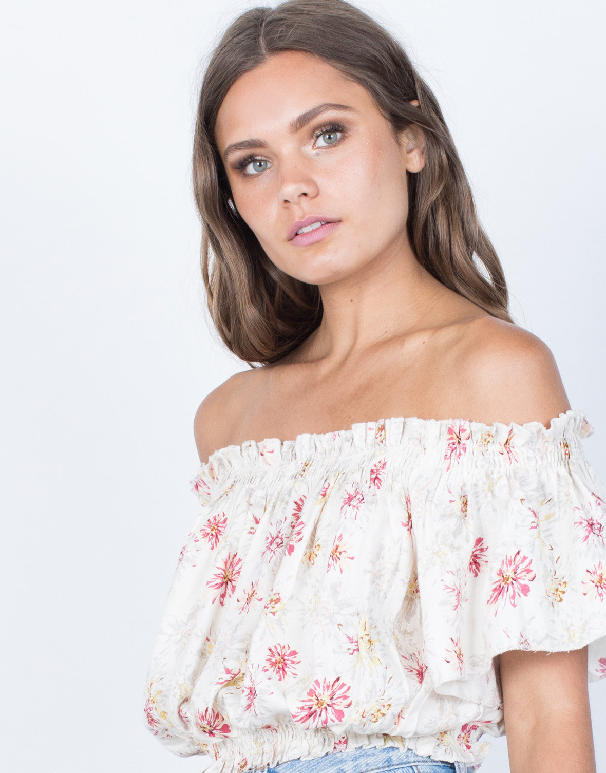 Amy Floral Top - Floral Crop Top - Off the Shoulder Floral Top ...