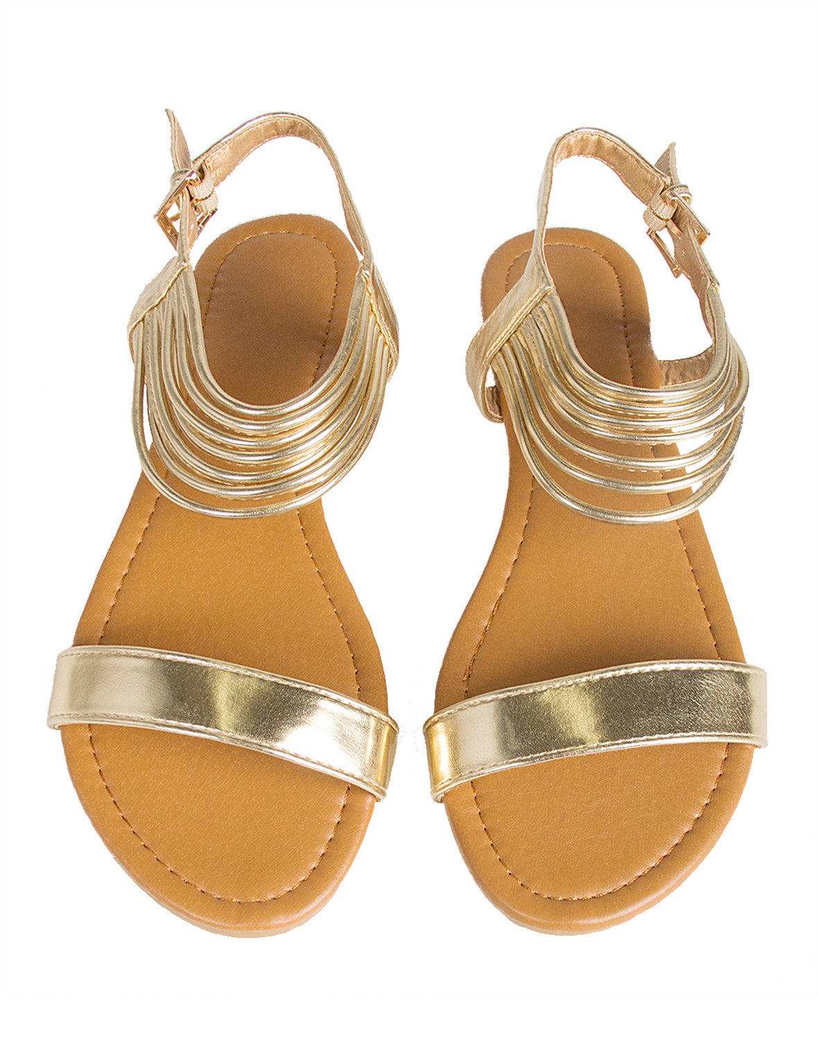 Ankle Strappy Sling Back Sandals - Gold – 2020AVE