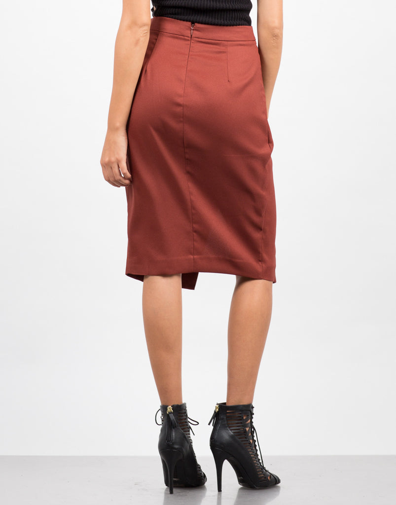 Download Asymmetrical Pencil Skirt - Orange Skirt - Black Skirt ...