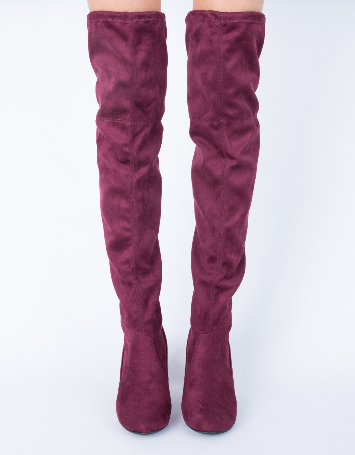 plum over the knee boots