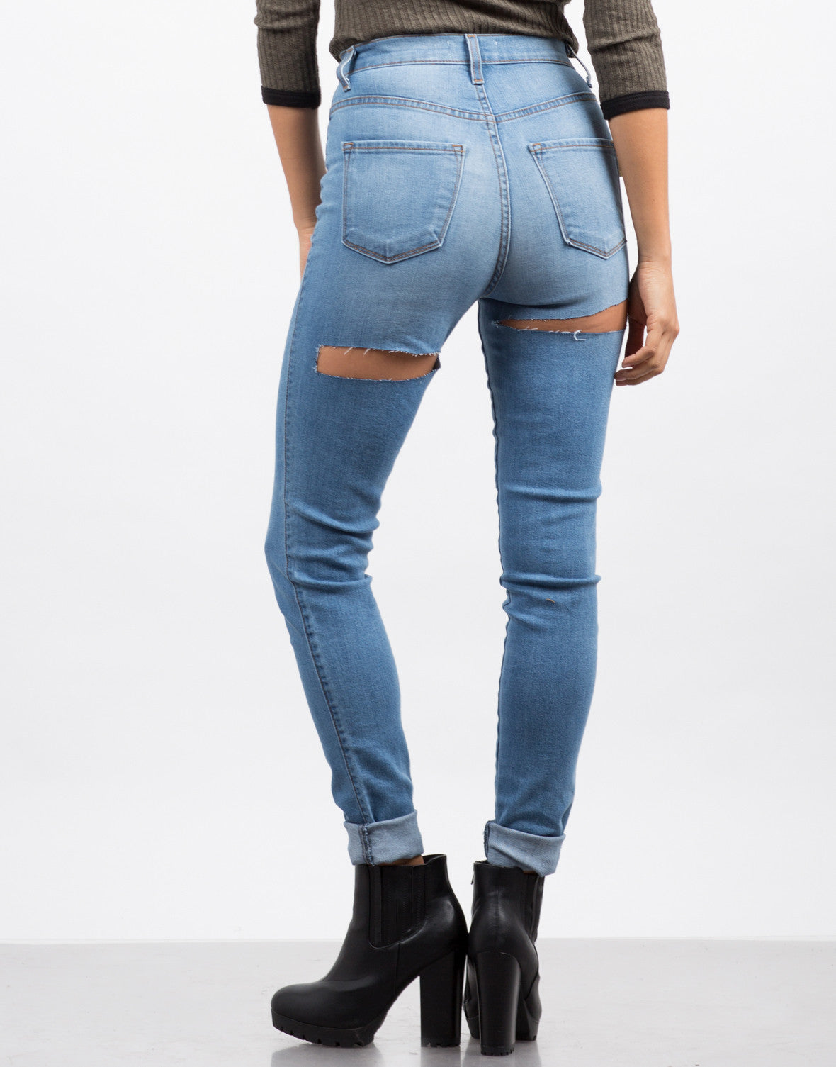 jeans with back cut out