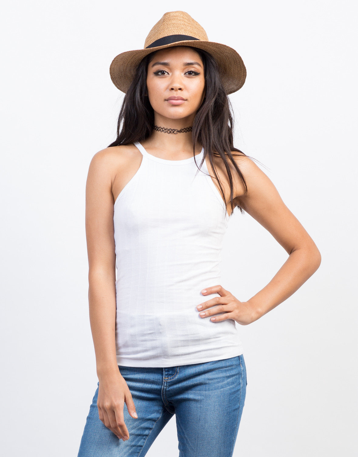 Download Basic Ribbed Mock Neck Tank - High Neck Tank Top - Basic ...