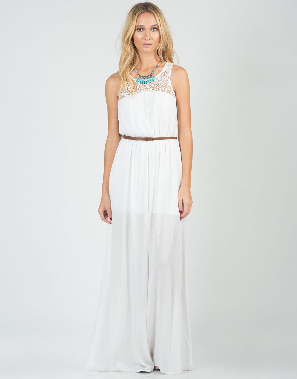 Belted Crochet Maxi Dress – 2020AVE