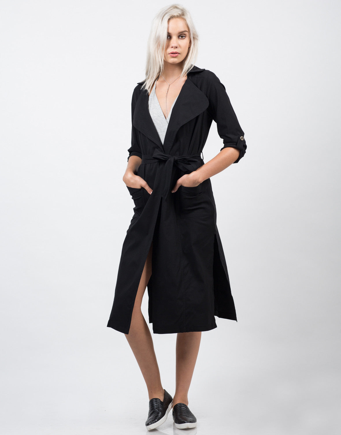 Belted Long Trench Coat - Oversize Jacket - Womens Jackets – 2020AVE