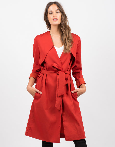 Belted Trench Coat - Red Coat - Black Coat - Trench Jackets – 2020AVE
