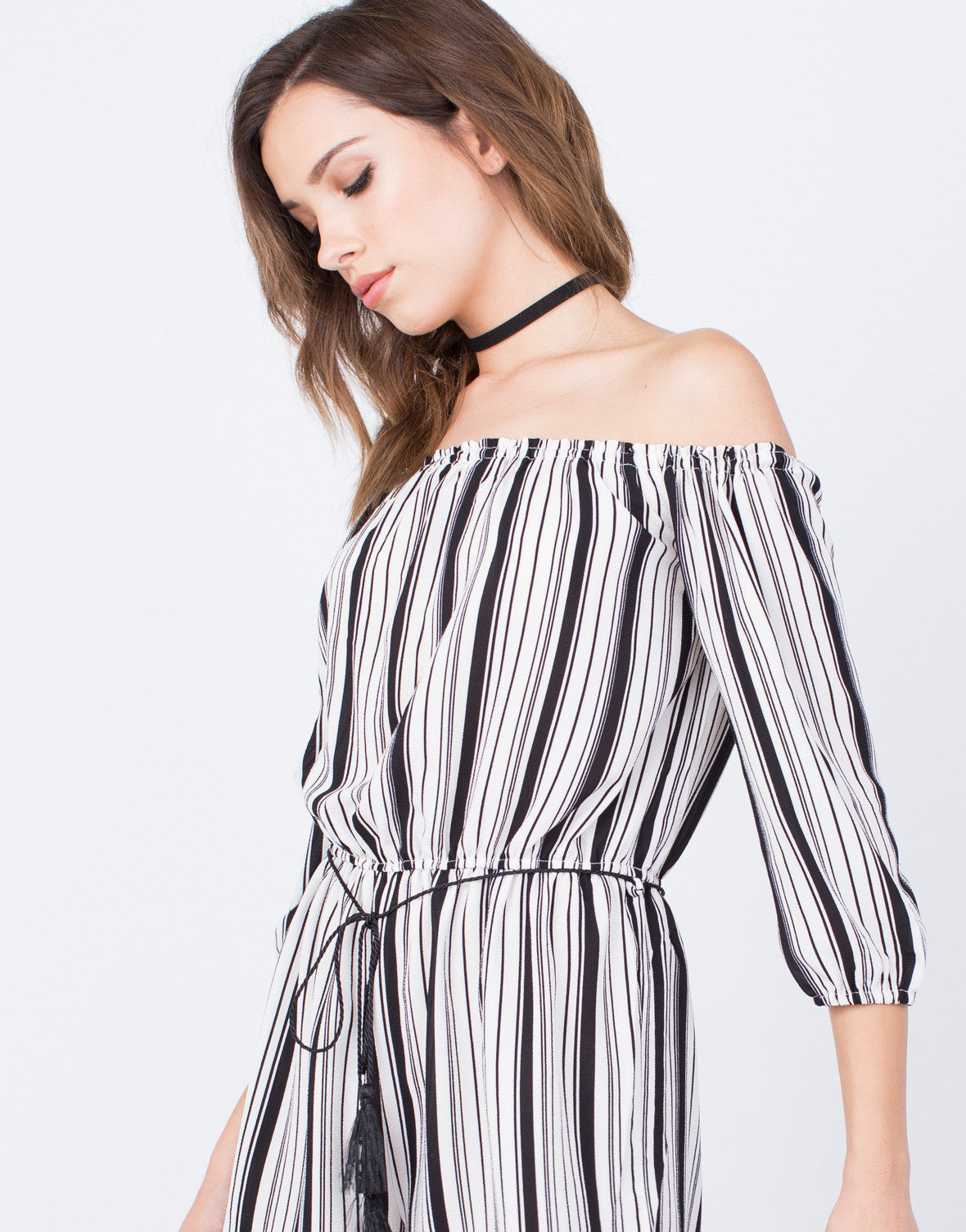 Blurred Lines Romper - Black White Striped Romper – 2020AVE