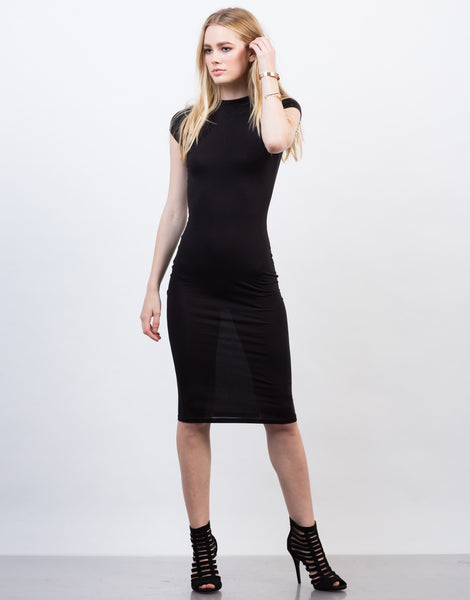 Bodycon Tee Midi Dress - Day Dress - Mock Neck Dress – 2020AVE