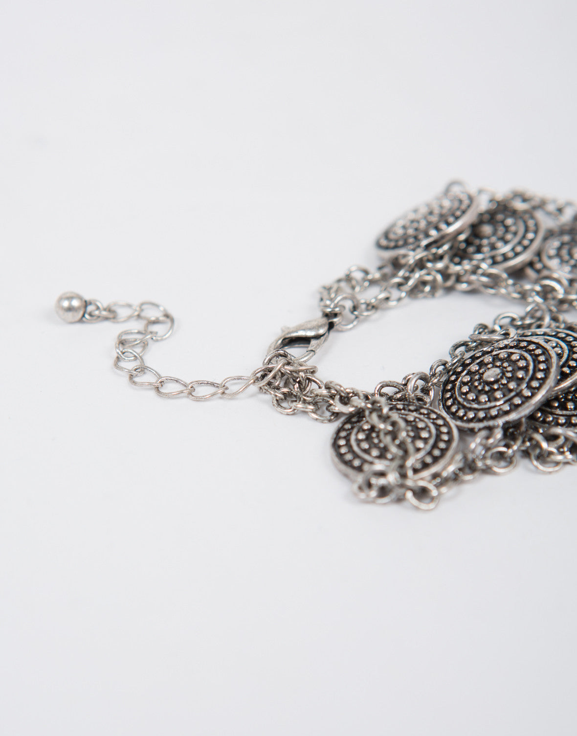 Boho Coined Bracelet - Silver Bracelet - Silver Chained Bracelet ...