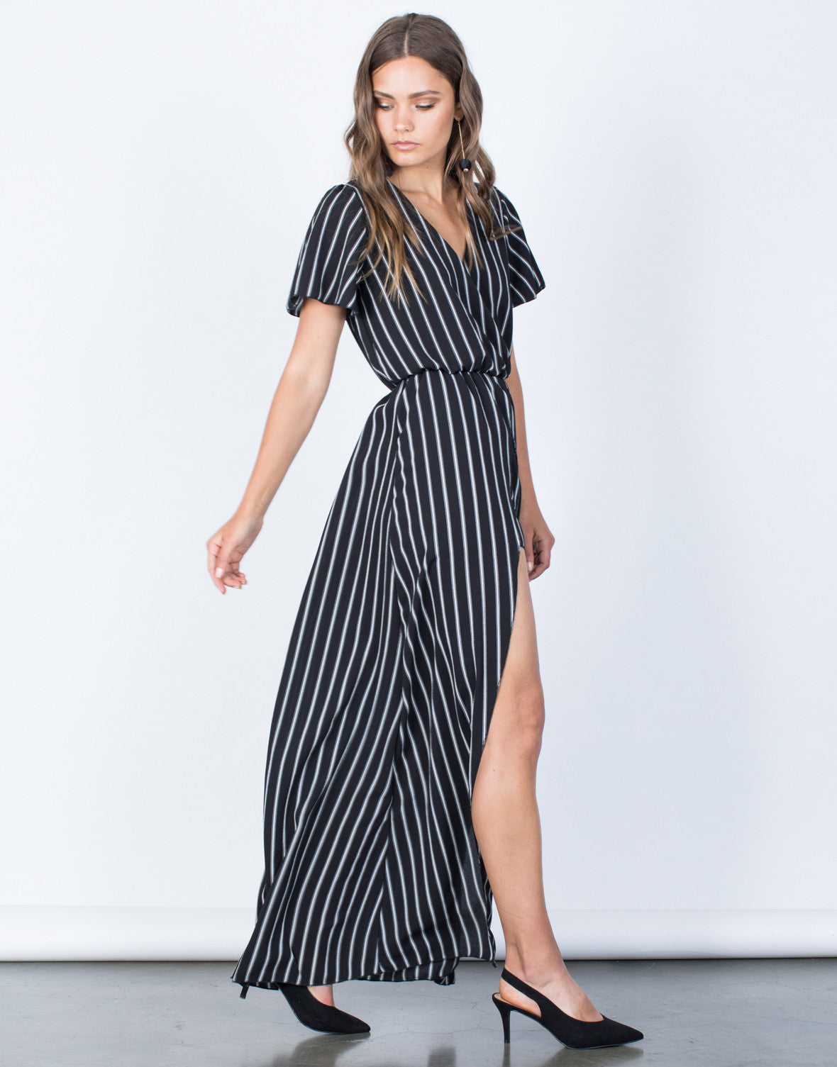 striped maxi romper