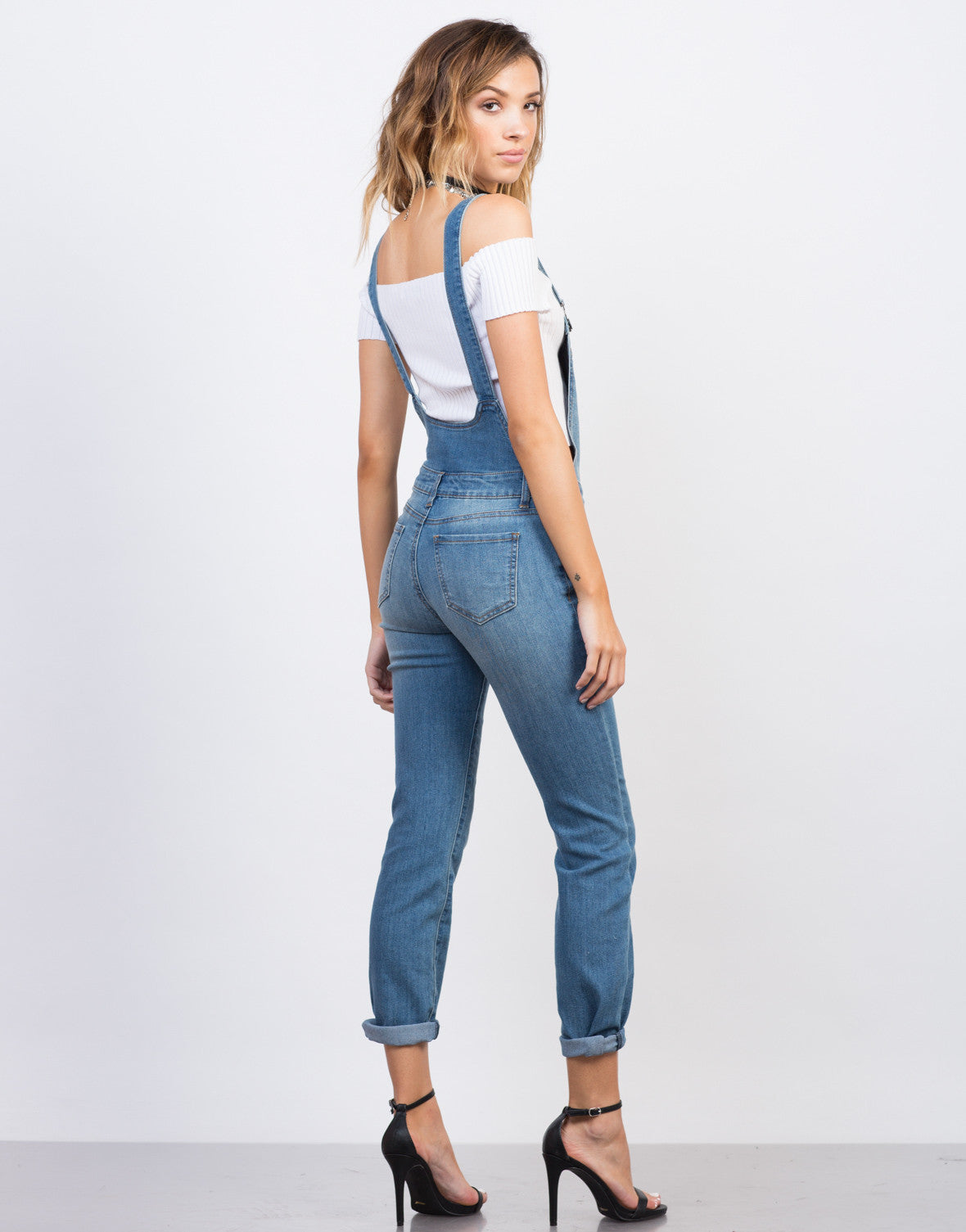 Button Denim Skinny Overalls - Blue Denim Overalls - Denim Jumpsuit ...