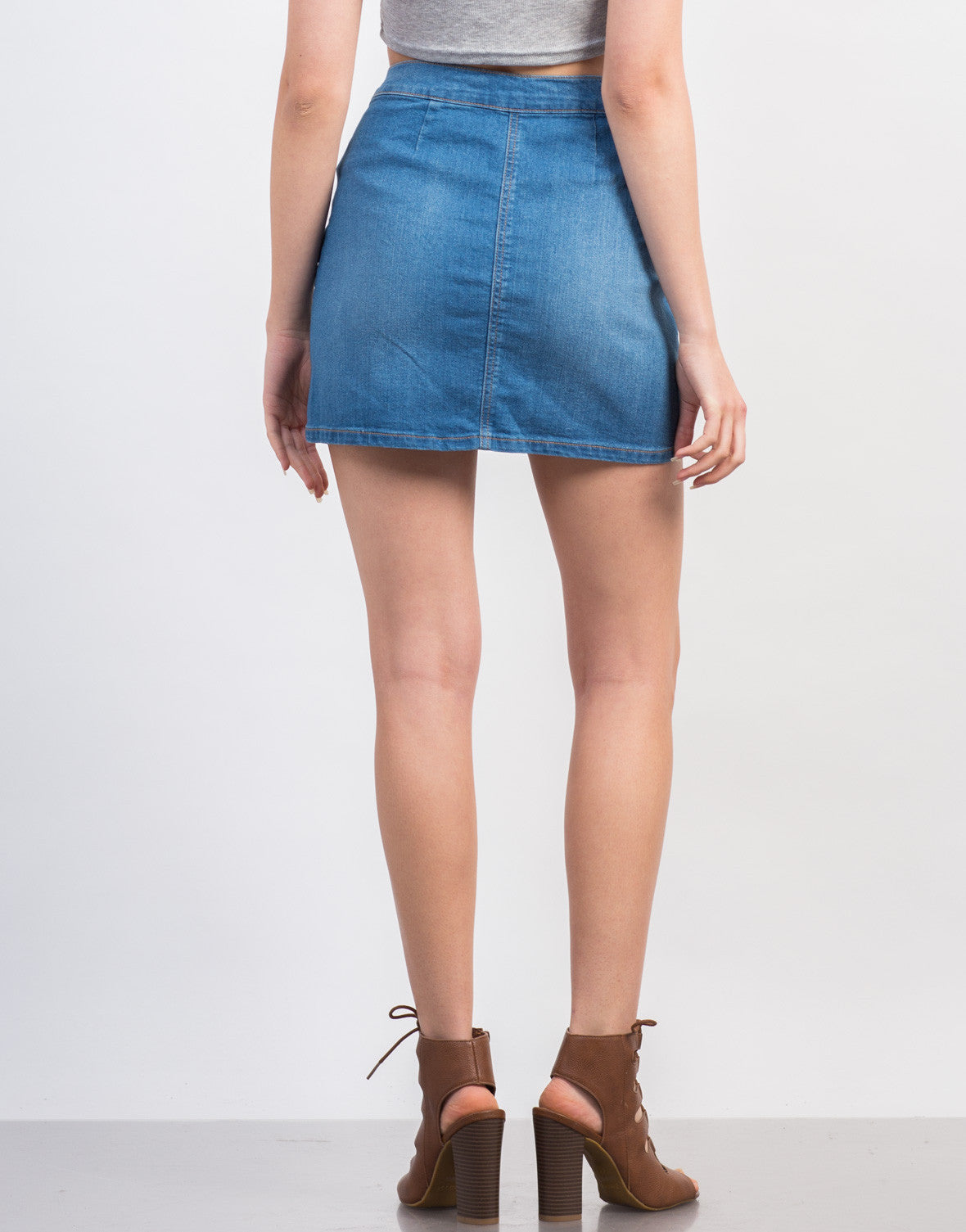 Download Buttoned Denim Skirt - Blue Flared Denim Skirt - 2020AVE