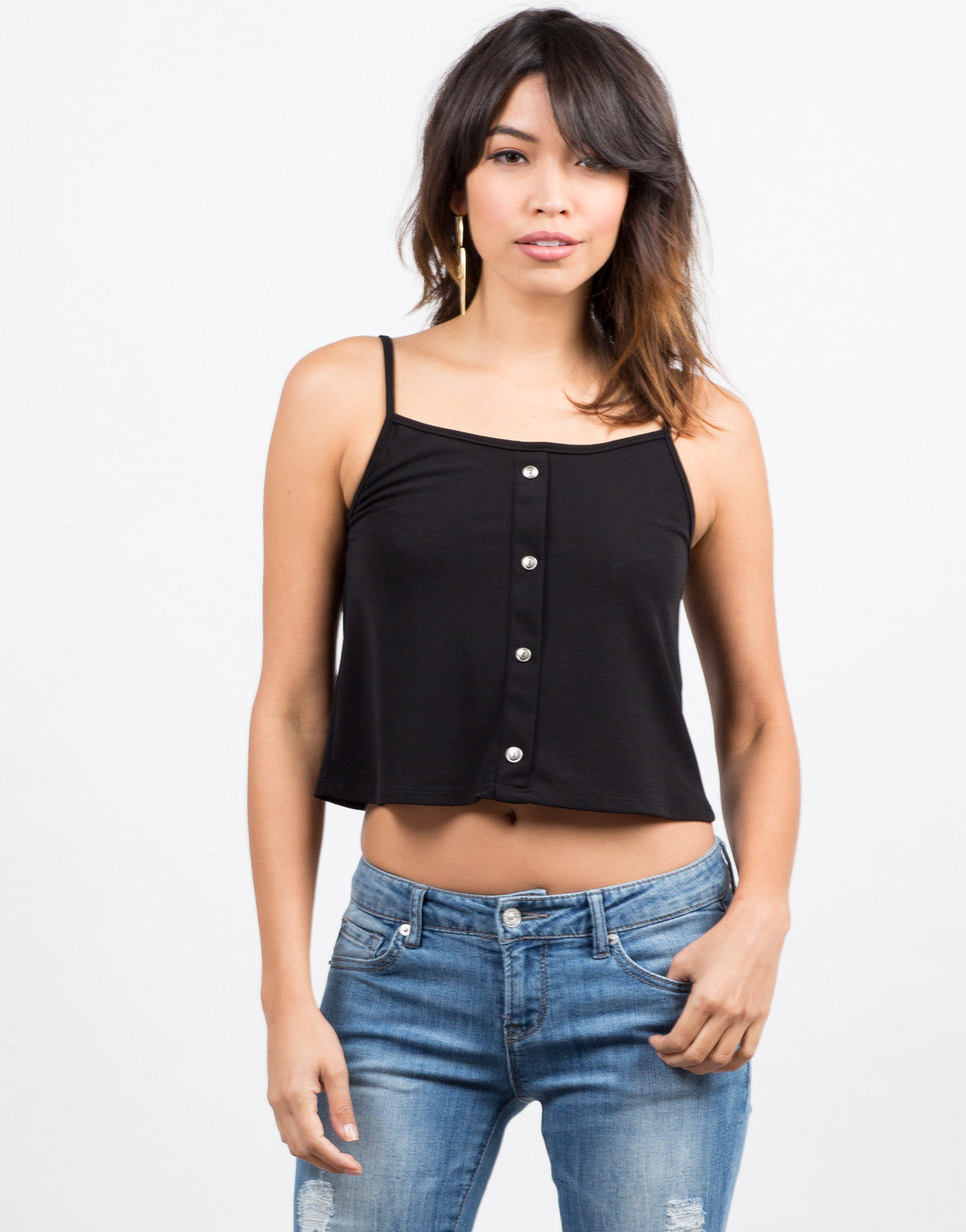 Button Front Cropped Cami – 2020AVE