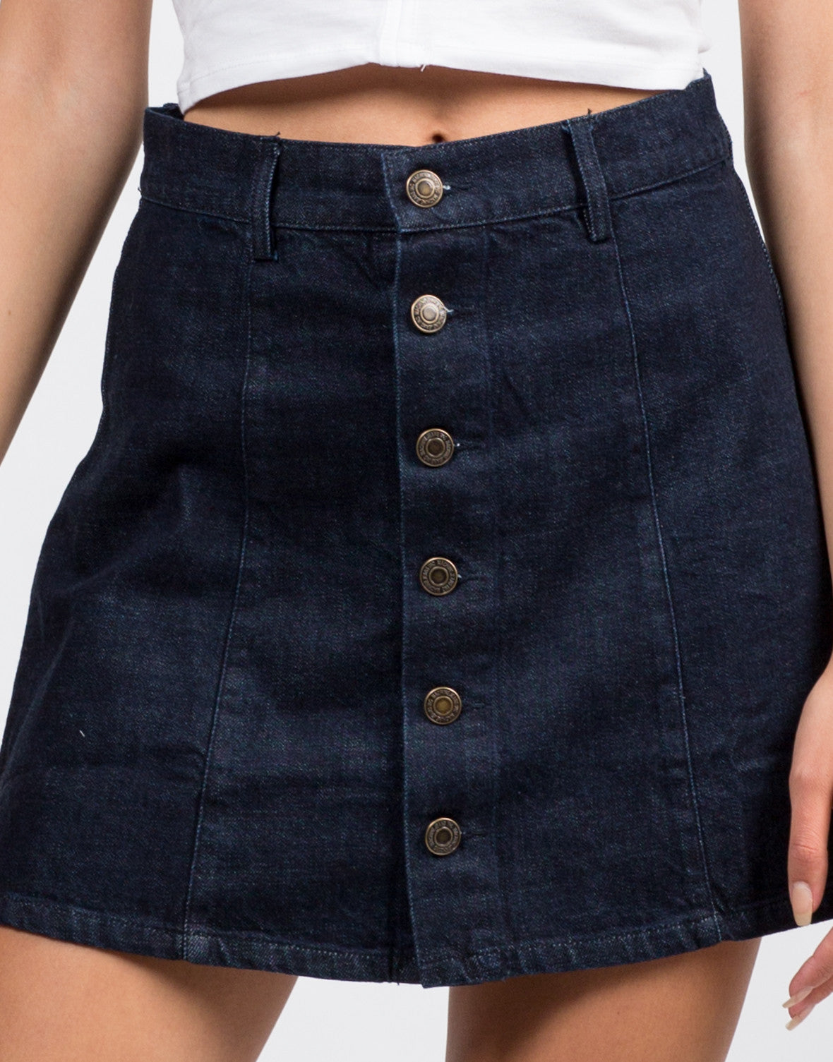Button Front Denim Skirt - Blue Skirt - Jean Skirt – 2020AVE