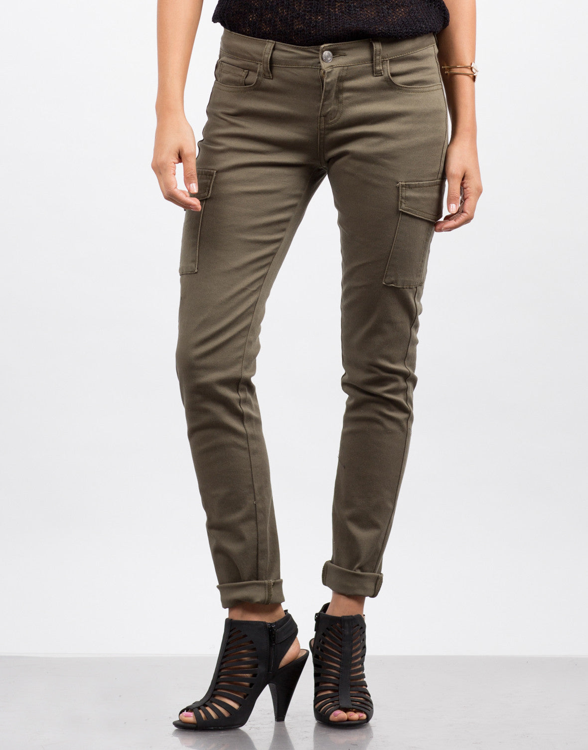 Cargo Pocket Skinny Denim Pants - Green Pants - Cargo Pants – 2020AVE