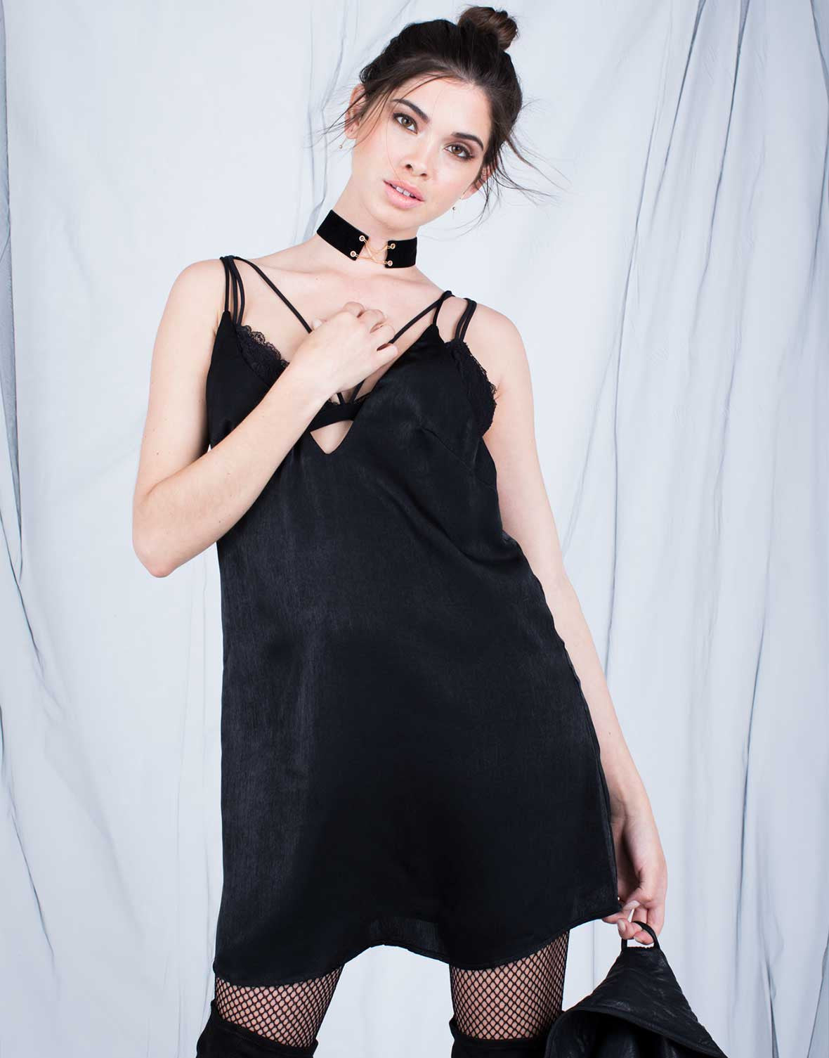 Caught Slippin' Dress - Little Black Dress - Silky Satin Slip Dress ...