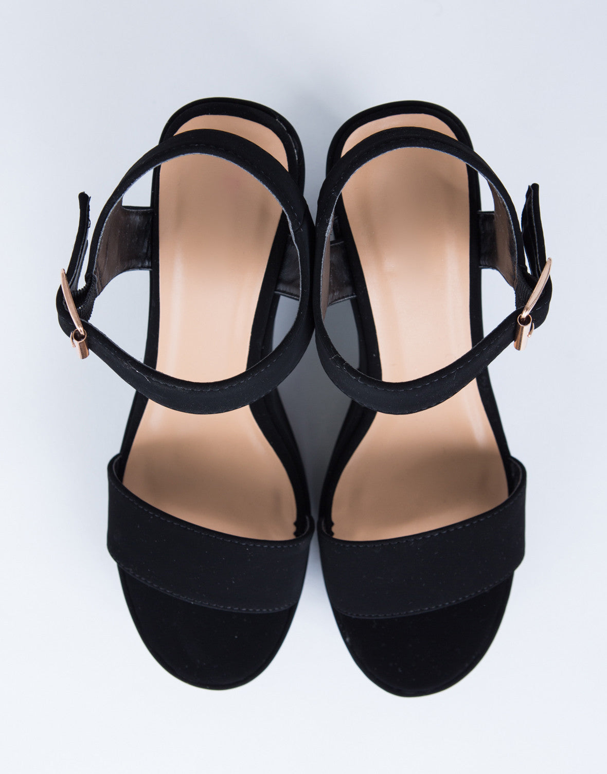 Chunky Platform Heels - Black Ankle Strapped Heels - Platform Sandals ...