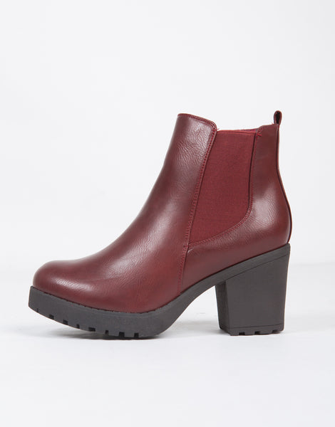 Chunky Chelsea Ankle Boots - Red Boots - Ankle Booties – 2020AVE