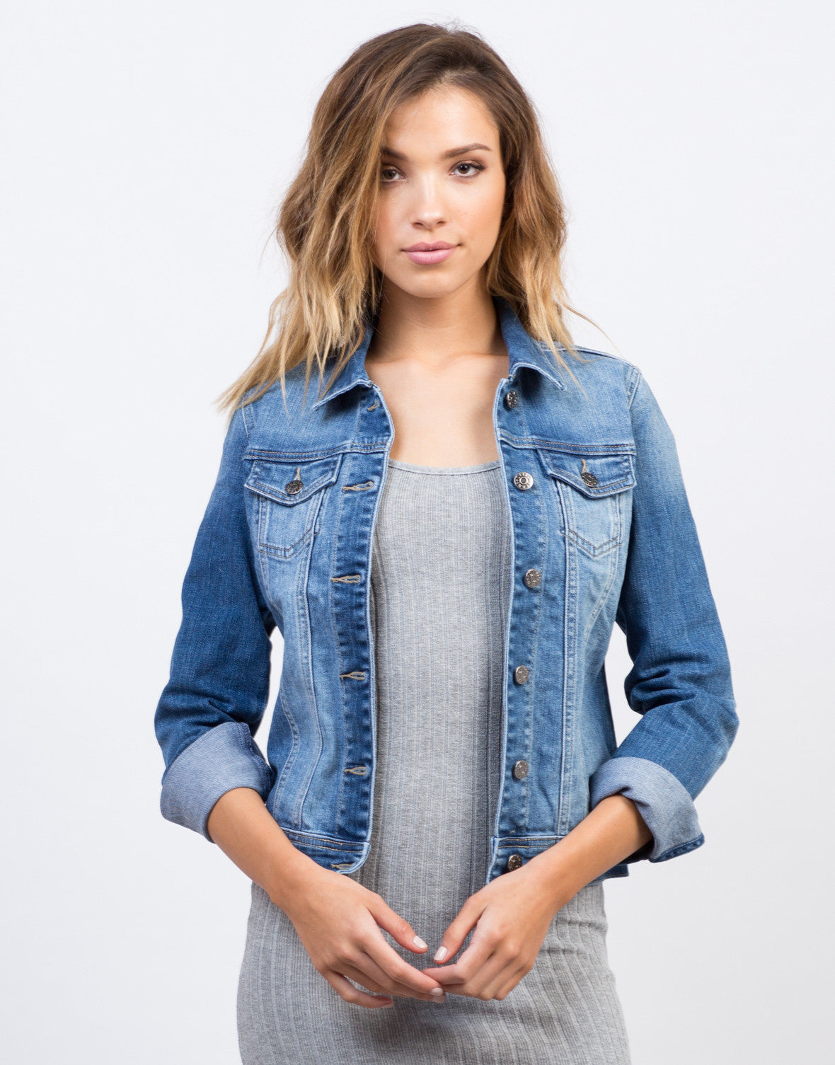 Classic Faded Denim Jacket - Blue Denim Jacket - Cropped Denim Jacket ...