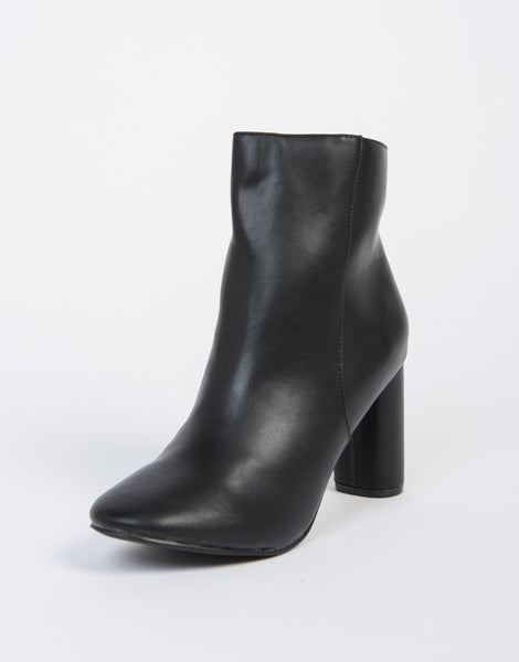 Classic Leather Ankle Booties - Black Leather Boots - Brown Ankle Boots ...