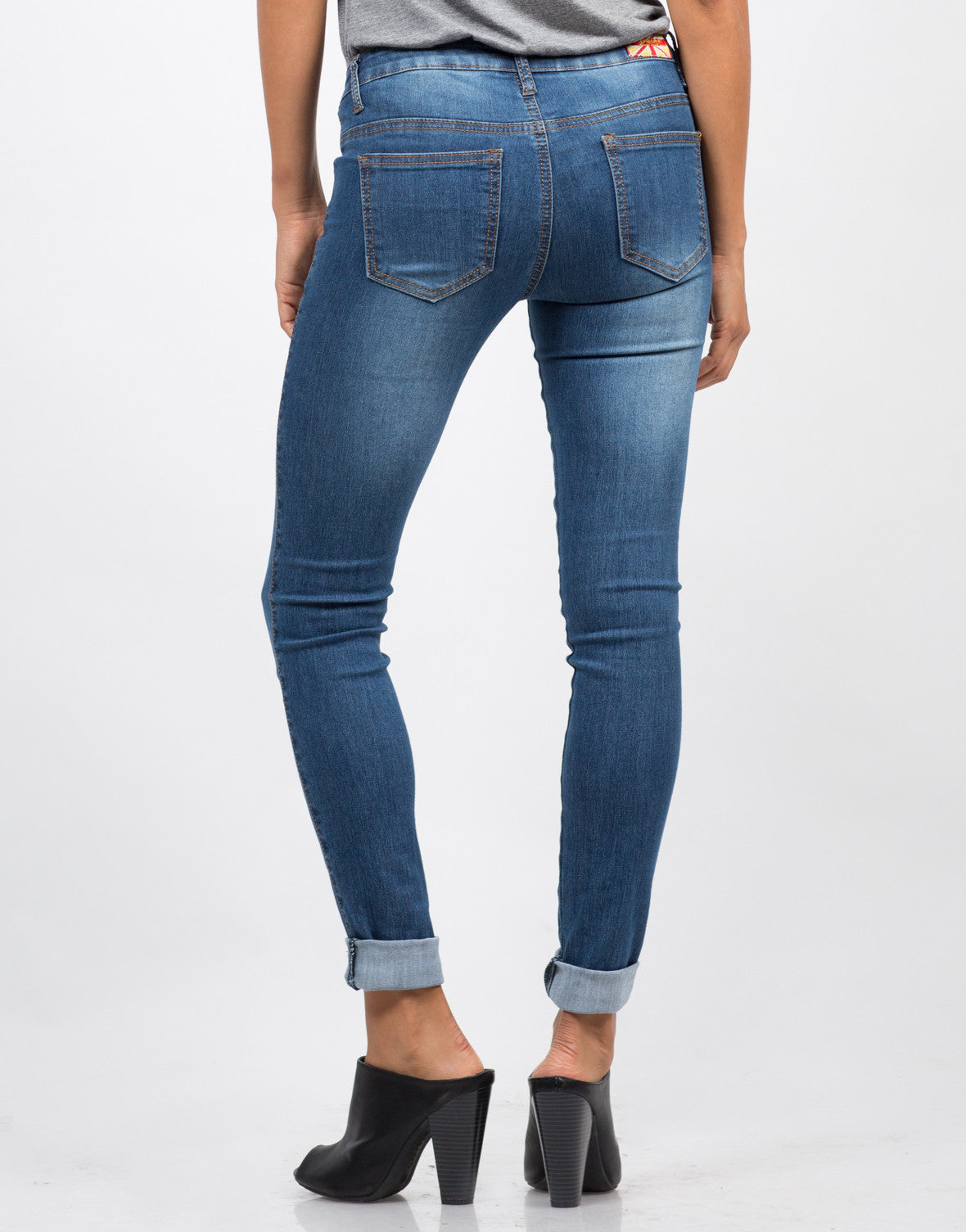 Classic Blue Skinny Jeans - Blue Denim - Faded Jeans – 2020AVE