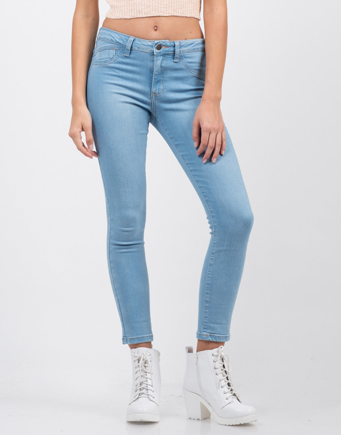 Classic Crop Skinny Jeans - Blue Jeans - Light Blue Denim – 2020AVE