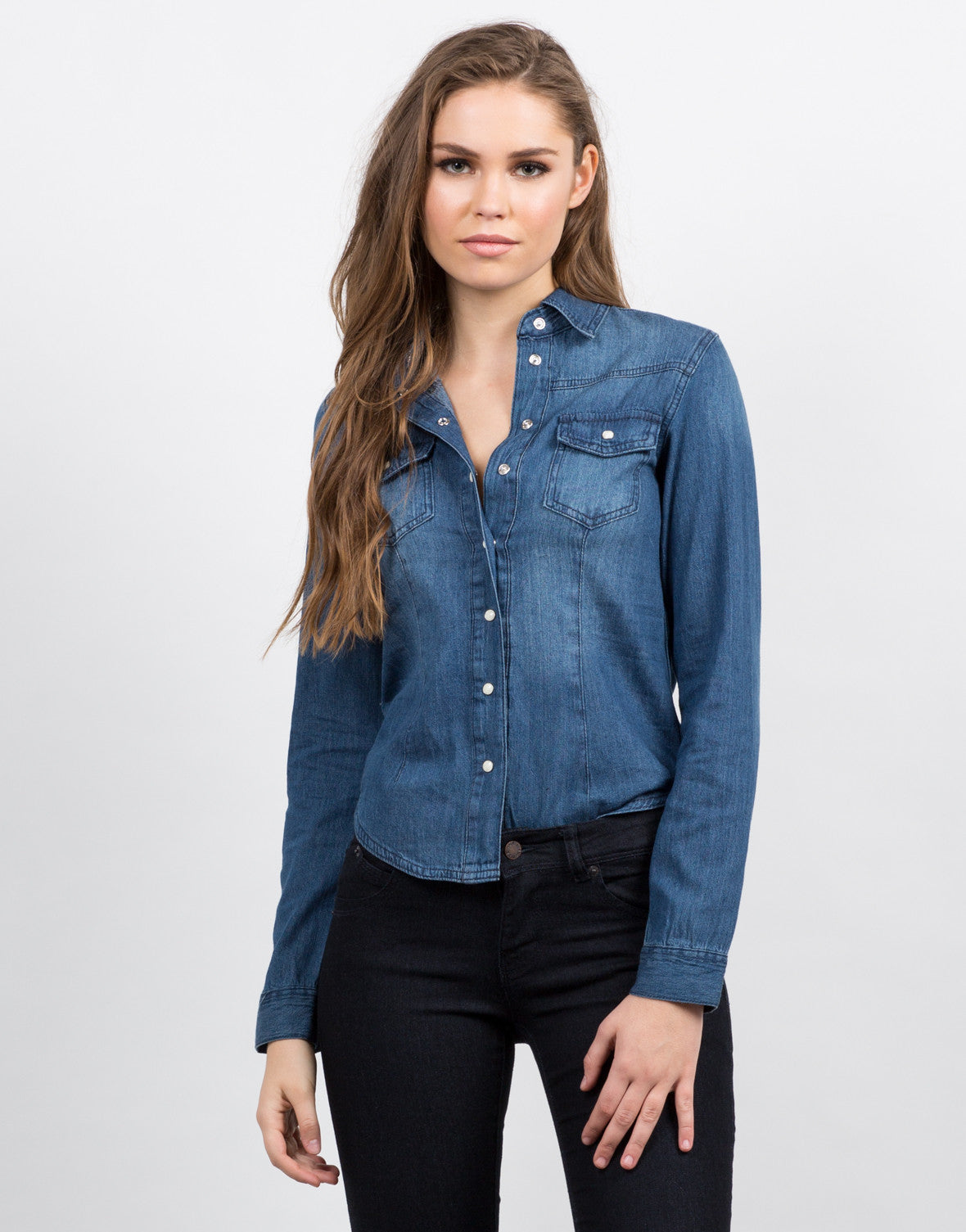 denim button up shirt