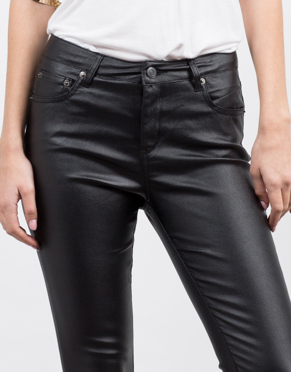 Coated Skinny Pants - Black Pant - Black Skinnies – 2020AVE