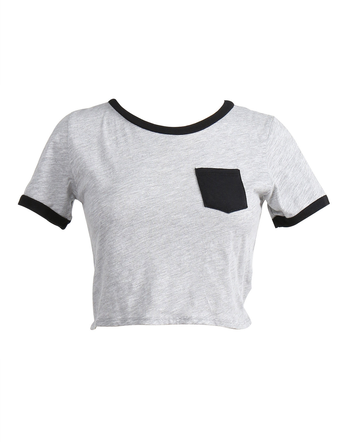 Contrast Pocket Cropped Tee - Black - Large – 2020AVE