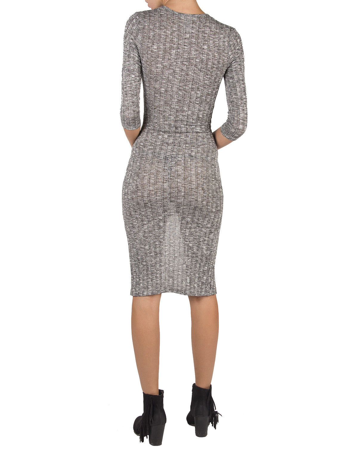 Deep V Ribbed Knit Dress - Large – 2020AVE