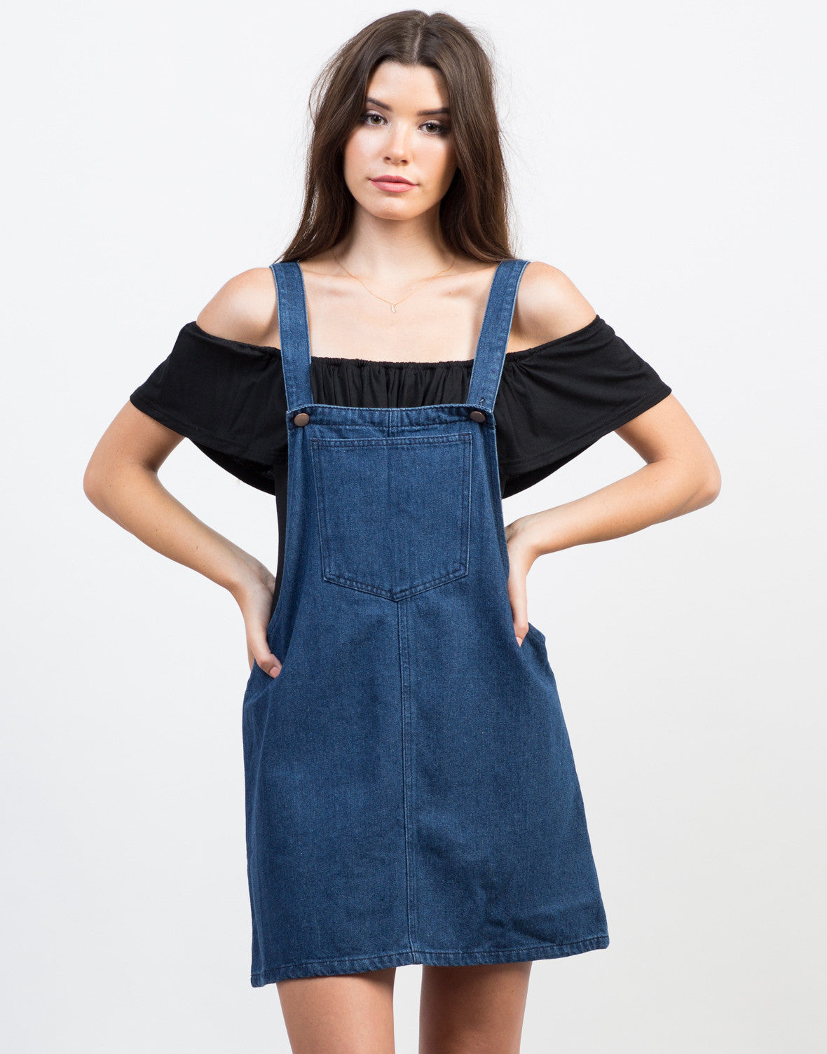 blue denim overall dress