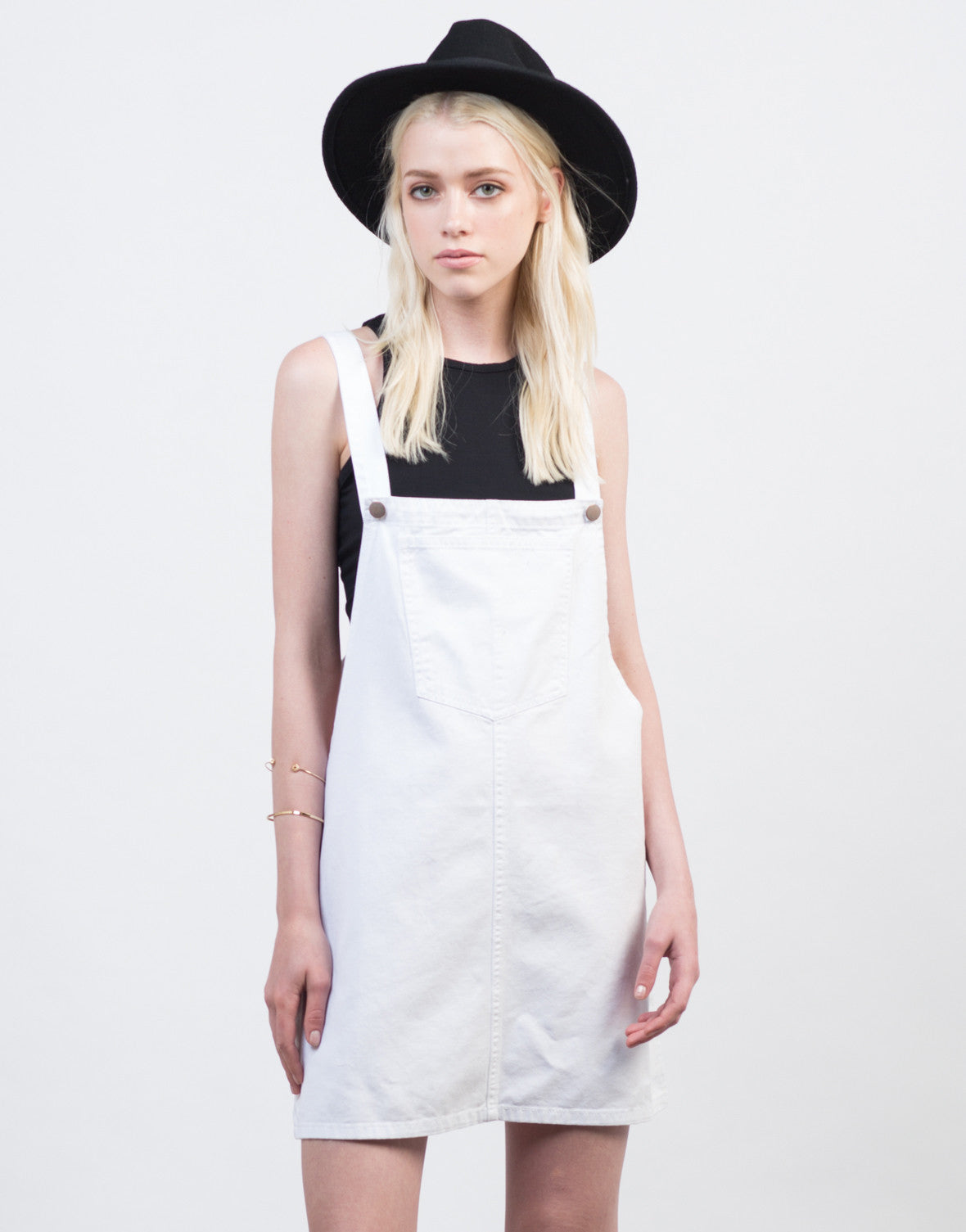 white denim overall dress