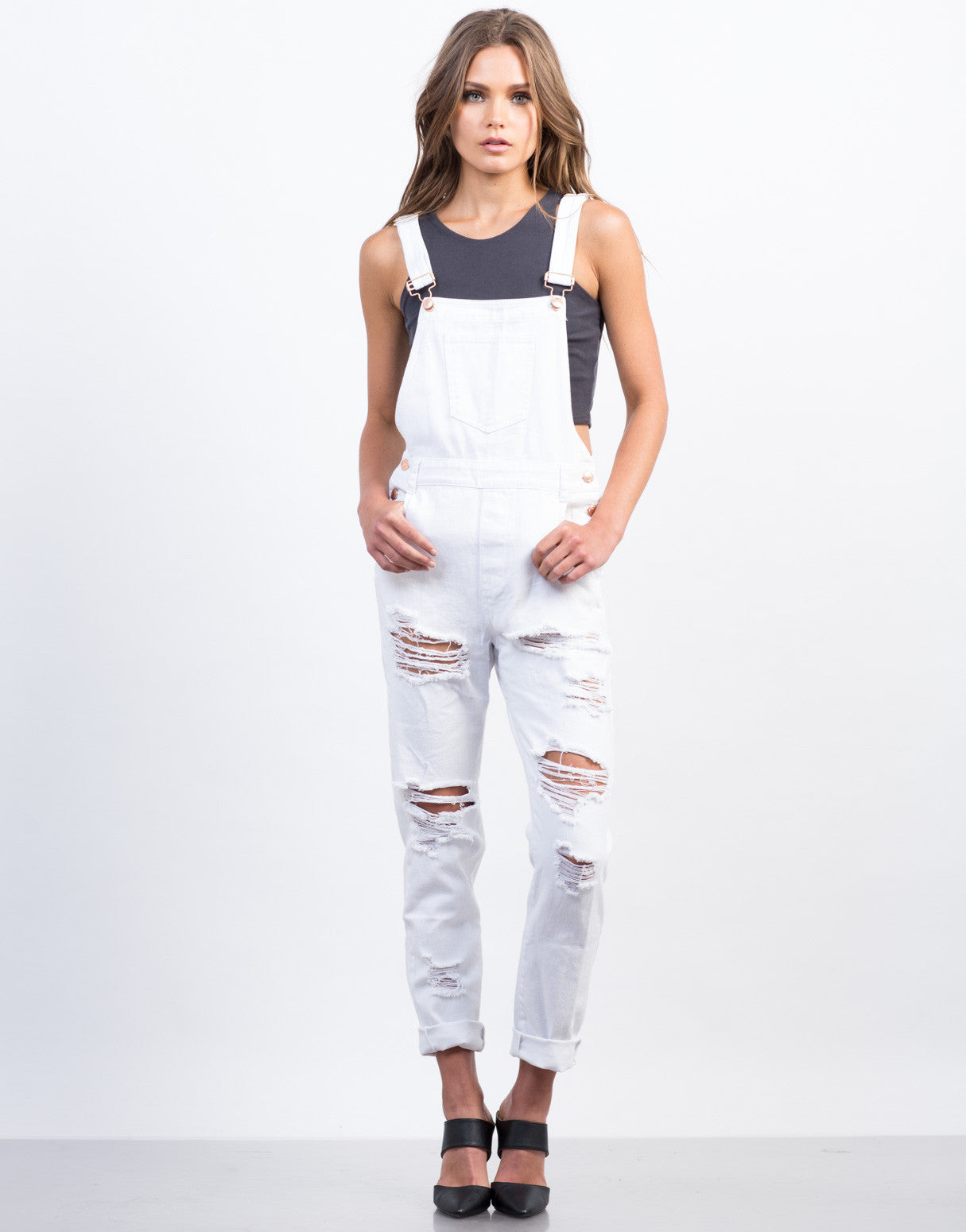 white ripped overalls