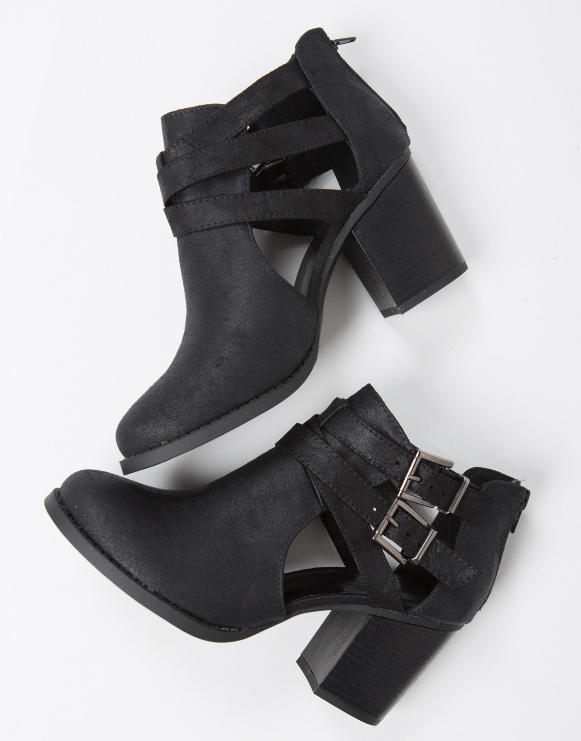 cut out black booties