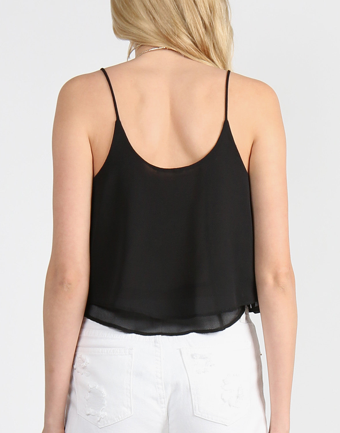 Double Layered Flowy Crop Tank - Black – 2020AVE