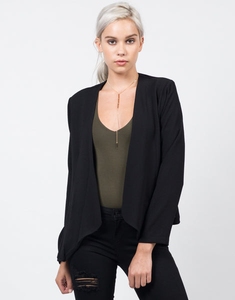 Drapey Woven Blazer - Black Jacket - Womens Outerwear – 2020AVE