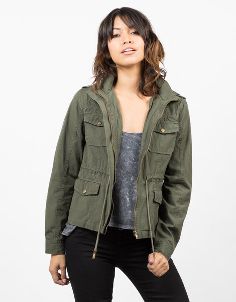 Drawstring Field Jacket - Green Jacket - Utiltiy Jacket – 2020AVE