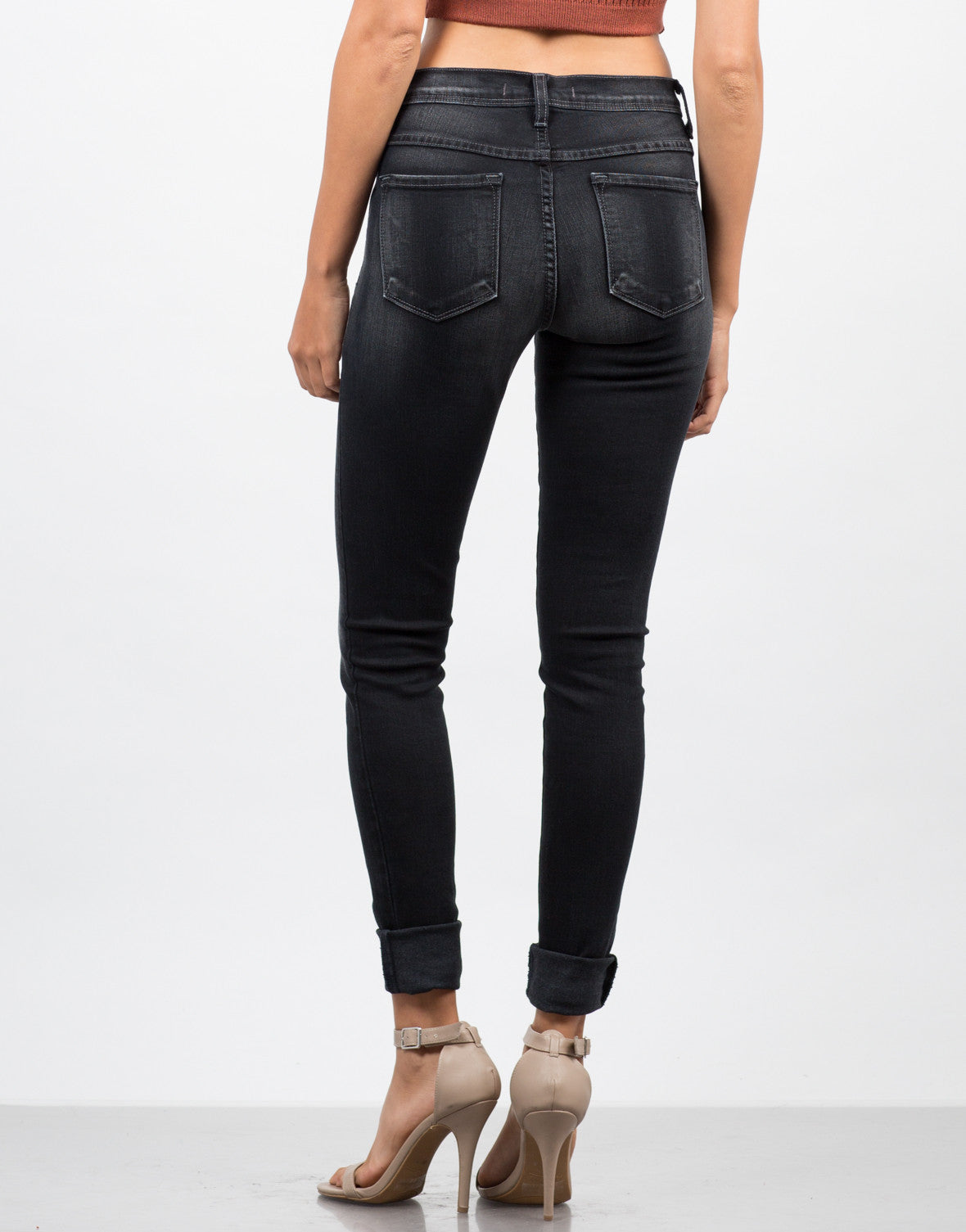 Faded High Waisted Jeans - Black Jeans - Fade Denim – 2020AVE